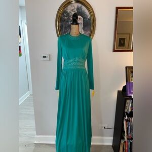 Vintage 1960s NWT Deadstock Mary Mason Teal Maxi Dress 12